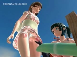 Hentai anime slurps hänen kusipää juices masturboimassa
