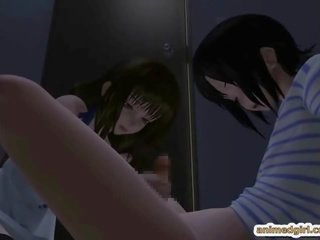 Seksi 3d anime warga jepun transgender menghisap zakar/batang