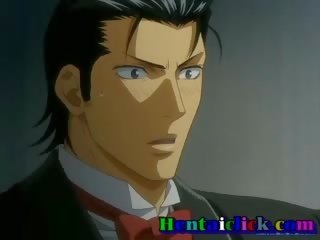 Przystojny anime gej człowiek analny torn w górę