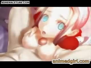 Cute hentai maid titfucked and cummed on face