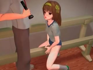 Anime hentai õpilane perses koos a pesapall bat