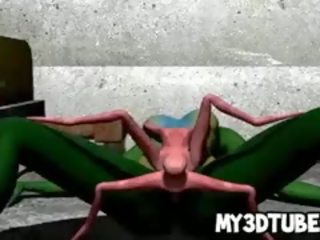 3D Green Alien Getting Fucked Hard By A Spider