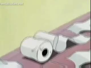 Heet rondborstig anime kindje masturbeert